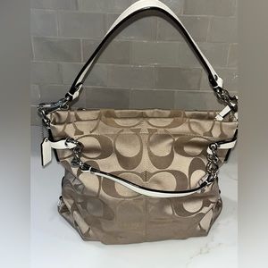 Coach F17183 Brooke Signature Sateen & Leather Purse Satchel Shoulder Bag